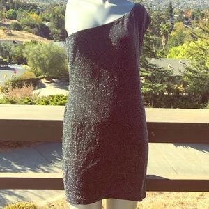 Toto Silver Sparkle Asymmetrical Mini Dress